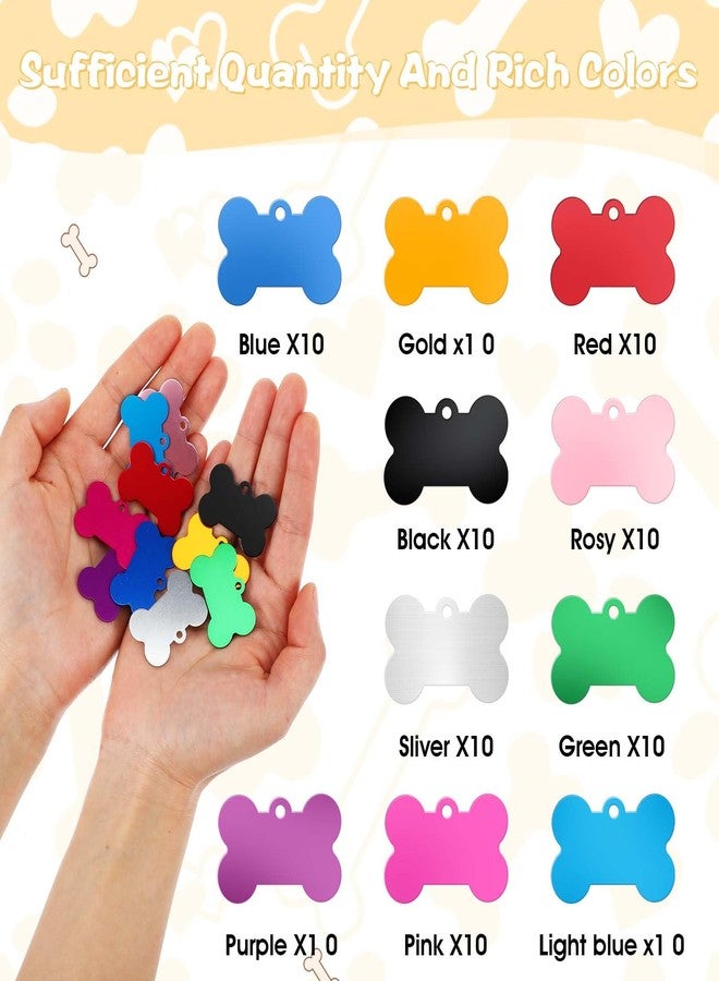 MBAIYO 100 Pcs Blank Dog Pet Tags for Engraving, 38mm Aluminum Bone Shape Name Tag Colorful Double Sided Dog Tag Dog Cat Phone Number Tag Pendants ID Tag Charm for Pet - Image 3